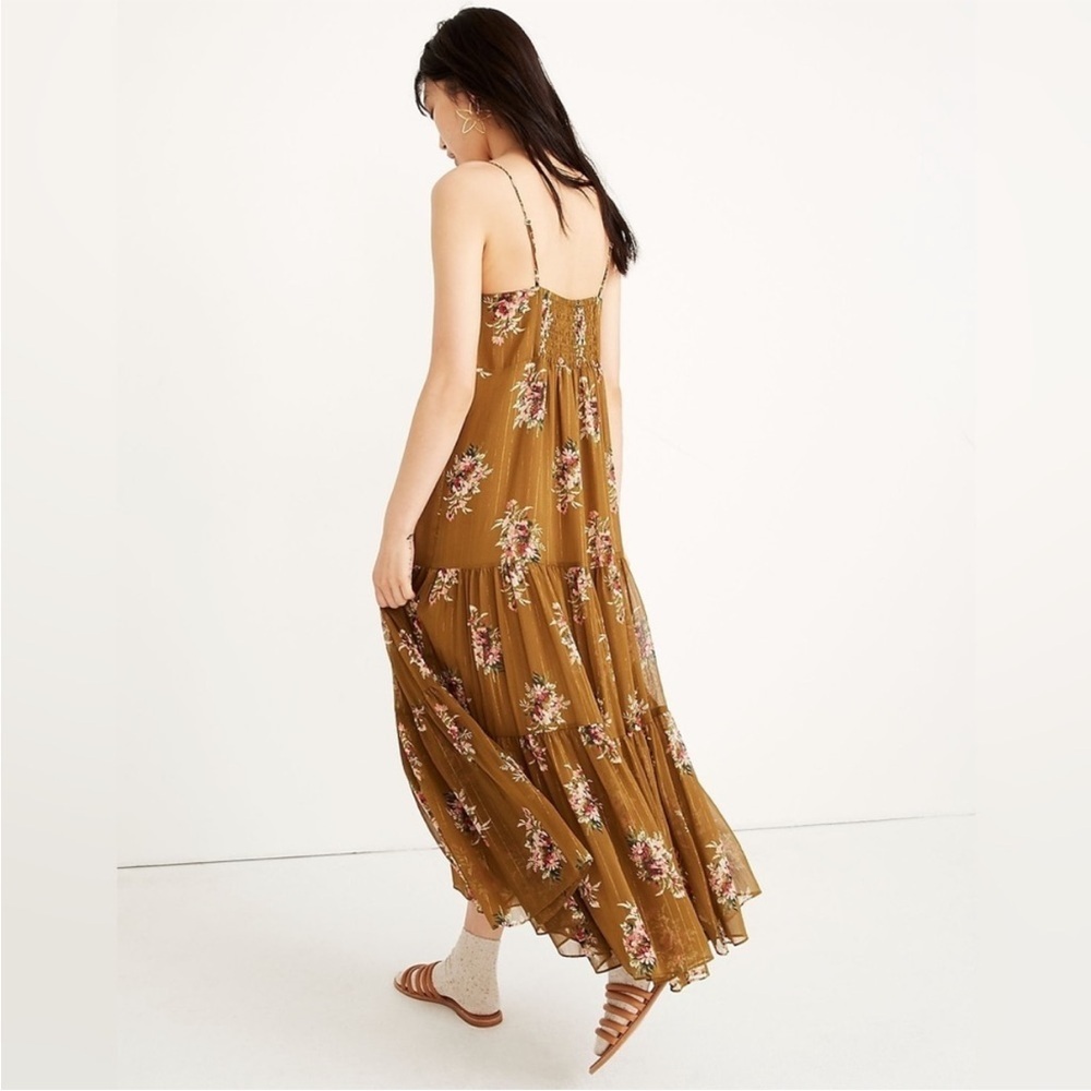 💗 Madewell Cami Tier Floral Olive Midi Dress | Size 2 - Picture 9 of 10